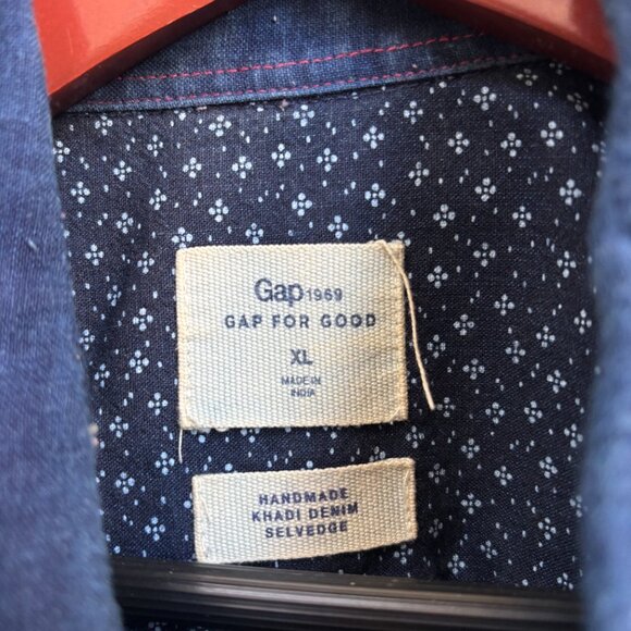 GAP Handmade Khadi Denim Selvedge LS Shirt Indigo – Size XL - Picture 3 of 3